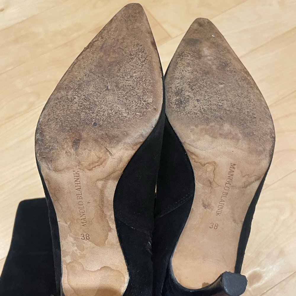 Manolo Blahnik - Vintage Black Suede Stiletto Boot Heels (size: 38) - Picture 5 of 8